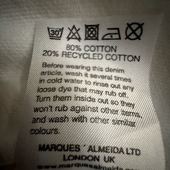 Marques Almeida white distressed denim sleeveless top w silver hardware. 8 NWOT - Picture 8 of 12